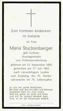 Sterbebildchen Maria Stuckenberger, *1895 †1965