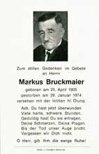 Sterbebildchen Markus Bruckmaier, *1905 †1974