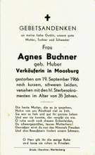 Sterbebildchen Agnes Buchner, *1931 †1966
