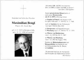 Sterbebildchen Max Bengl *1915 †1996