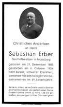 Sterbebildchen Sebastian Erber, *1865 †1954