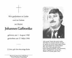 Sterbebildchen Johannes Gaffrontke, *1948 †1994