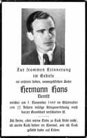 Sterbebildchen Hans Hermann, *1927 †1949