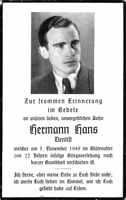Sterbebildchen Hans Hermann, *1927 †1949