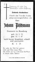 Sterbebildchen Johann P�schmann, *1872 †1947