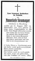Sterbebildchen Anneliese Neumayer, *1933 †1945