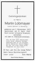 Sterbebildchen Martin Lobmayer, *1872 †1960