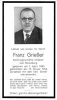 Sterbebildchen Franz Grieer  *1883 †1956