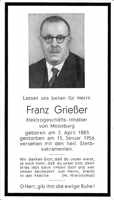 Sterbebildchen Franz Grie�er  *1883 †1956