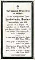 Sterbebildchen Bartholomus Wiesheu, *1838 †1926