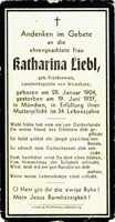 Sterbebildchen Katharina Liebl, *1904 †1937