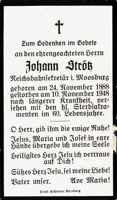 Sterbebildchen Johann Str�tz, *1888 †1948