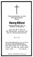 Sterbebildchen Georg Rtzer, *1882 †1971