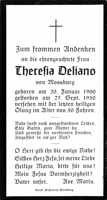 Sterbebildchen Theresia Deliano, *1900 †1950