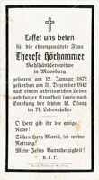 Sterbebildchen Therese Hrhammer, *1872 †1942