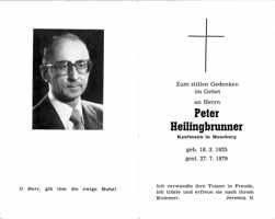 Sterbebildchen Peter Heilingbrunner, *1925 †1979