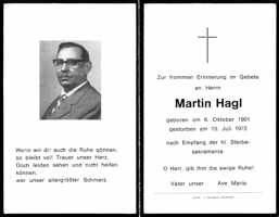 Sterbebildchen Martin Hagl, *1901 †1972