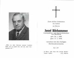 Sterbebildchen Josef Hrhammer, *1908 †1978