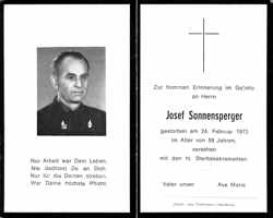 Sterbebildchen Josef Sonnensperger, *1914 †1973