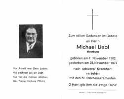 Sterbebildchen Michael Liebl, *1902 †1974