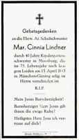 Sterbebildchen Mar. Cinnia Lindner, *1868 †1943