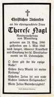 Sterbebildchen Therese Nagl, *1880 †1943