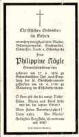 Sterbebildchen Philippine K�gle, *1876 †1950