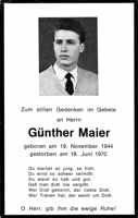 Sterbebildchen Gnther Maier, *1944 †1970