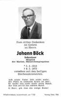 Sterbebildchen Johann Bck, *1910 †1975
