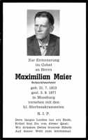 Sterbebildchen Maximilian Maier, *1913 †1977