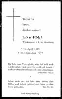 Sterbebildchen Lukas H�lzl  *1872 †1957