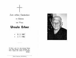 Sterbebildchen Ursula Erber, *1887 †1982