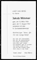 Sterbebildchen Jakob Wimmer, *1904 †1967