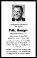 Sterbebildchen Fritz Hauger, *1905 †1969