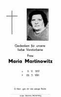 Sterbebildchen Maria Martinowitz, *1917 †1981