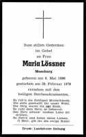 Sterbebildchen Maria Lssner, *1896 †1976