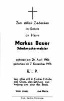 Sterbebildchen Markus Bauer, *1906 †1976