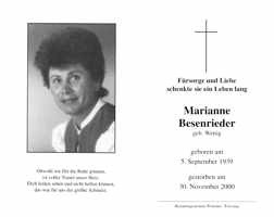 Sterbebildchen Marianne Besenrieder, *1939 †2000