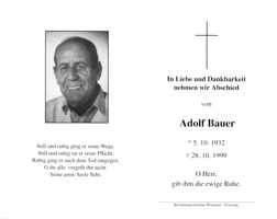 Sterbebildchen Adolf Bauer, *1932 †1999