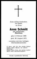 Sterbebildchen Anna Schmitt, *1899 †1975