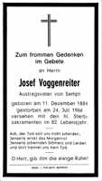 Sterbebildchen Josef Voggenreiter, *1884 †1966