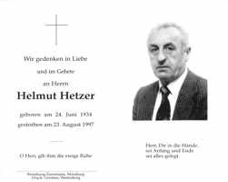 Sterbebildchen Helmut Hetzer, *1934 †1997