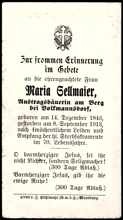 Sterbebildchen Maria Sellmaier *1843 †1913