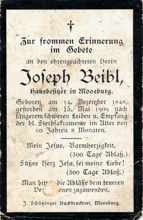Sterbebildchen Joseph Beibl *1848 †1909
