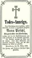 Todesanzeige Anna Pschl *1776 †1865