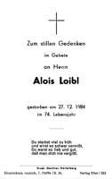 Sterbebildchen Alois Loibl, *1910 †1984