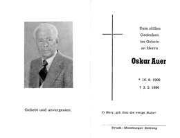 Sterbebildchen Oskar Auer, *1909 †1980
