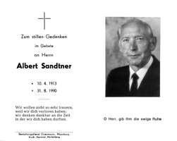 Sterbebildchen Albert Sandtner, *1913 †1990