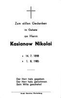 Sterbebildchen Nikolai Kasianow, *1898 †1985