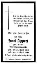 Sterbebildchen Fanni Dippert, *1910 †1953